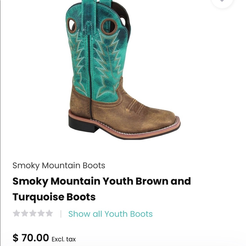 Smoky Mountain Youth Brown and Turquoise Boots Size 6R